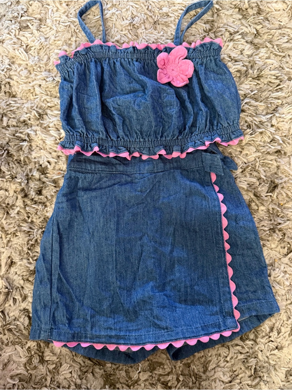 Old Navy Denim Skort Set with Pink Trim